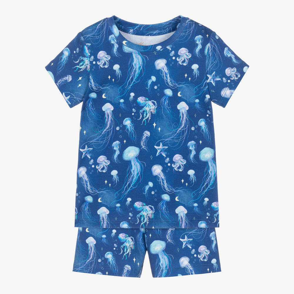 My Little Pie - Blue Supima Cotton Jellyfish Print Pyjamas | Childrensalon