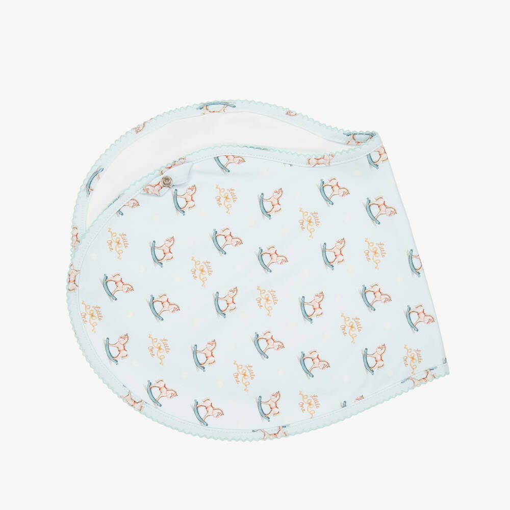 My Little Pie - Boys Blue Cotton Rocking Horse Burp Cloth (59cm) | Childrensalon