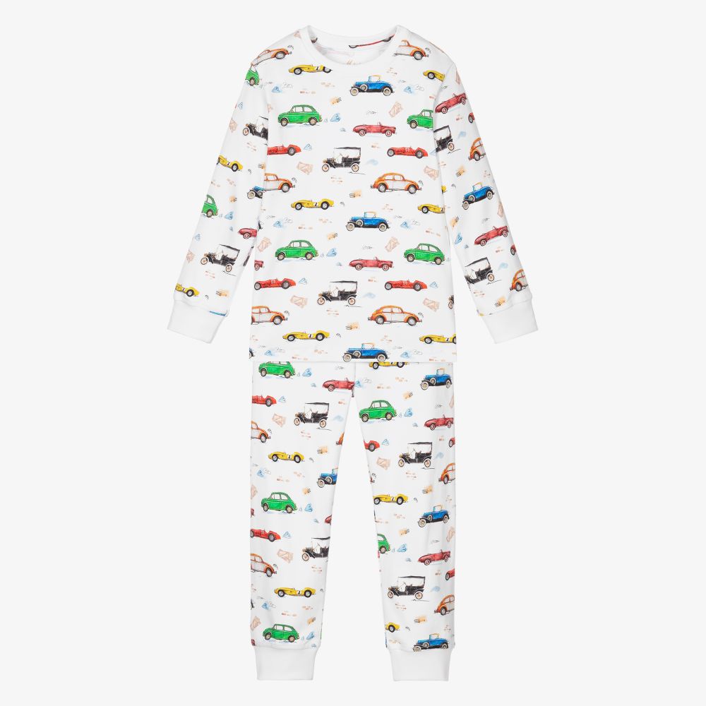 My Little Pie - Boys White Retro Cars Pyjamas | Childrensalon