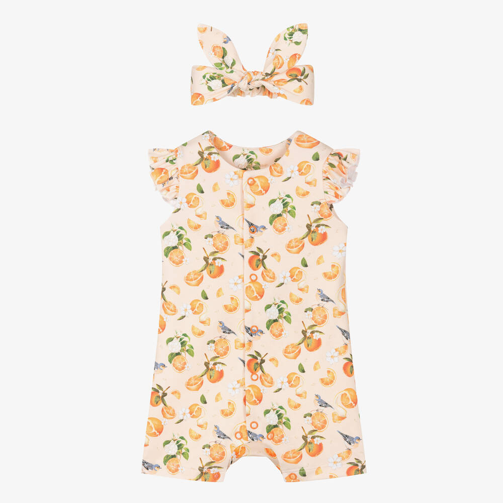 My Little Pie - Girls Orange Cotton Citrus Babysuit Set | Childrensalon