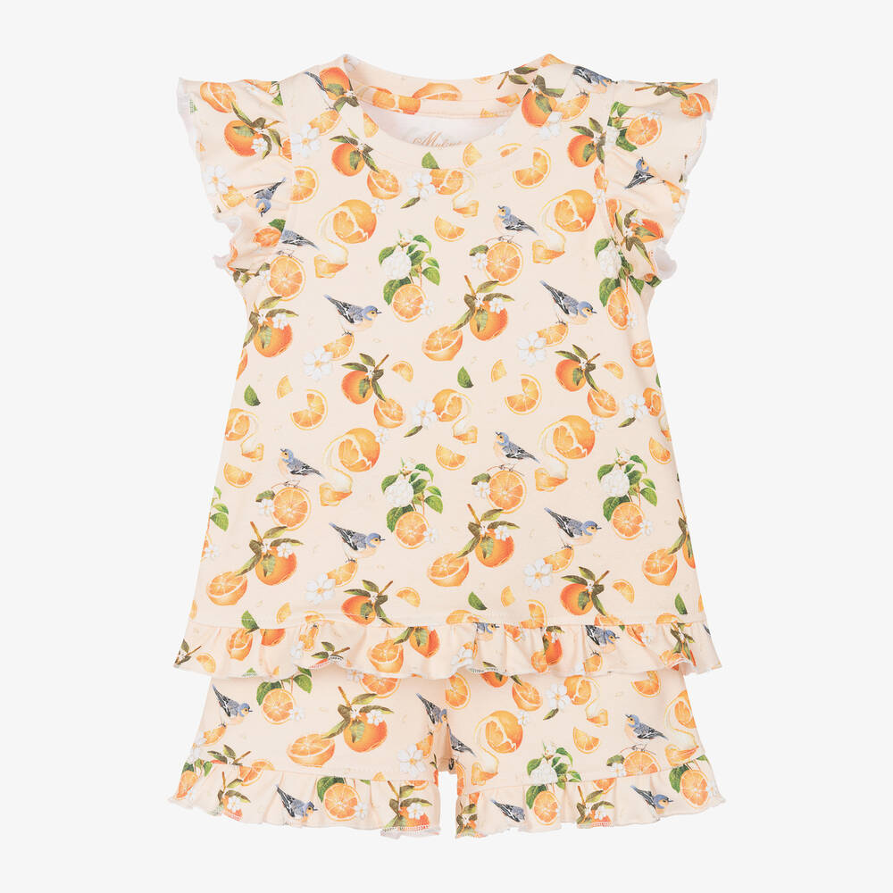 My Little Pie - Girls Orange Cotton Citrus Short Pyjamas | Childrensalon