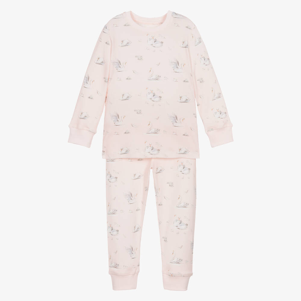 My Little Pie - Розовая пижама из хлопка супима с лебедями | Childrensalon