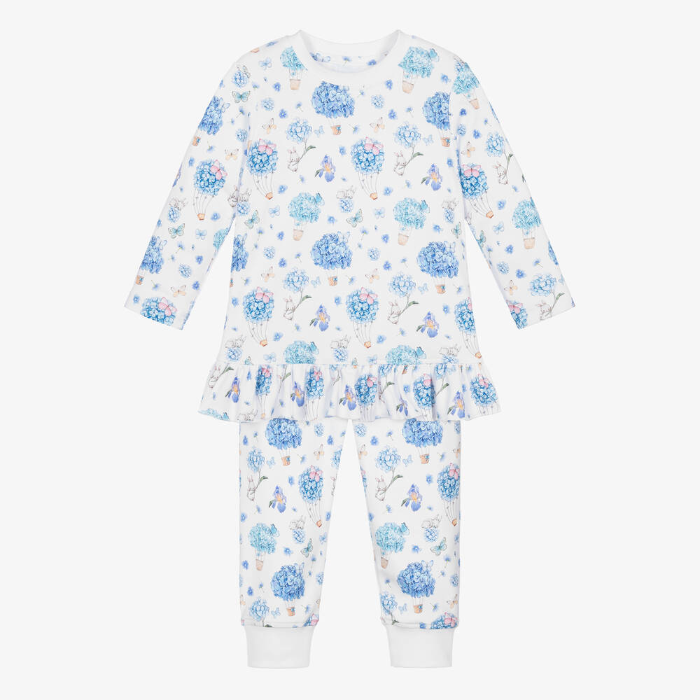 My Little Pie Kids' Girls Supima Cotton Hydrangea Pyjamas In Blue