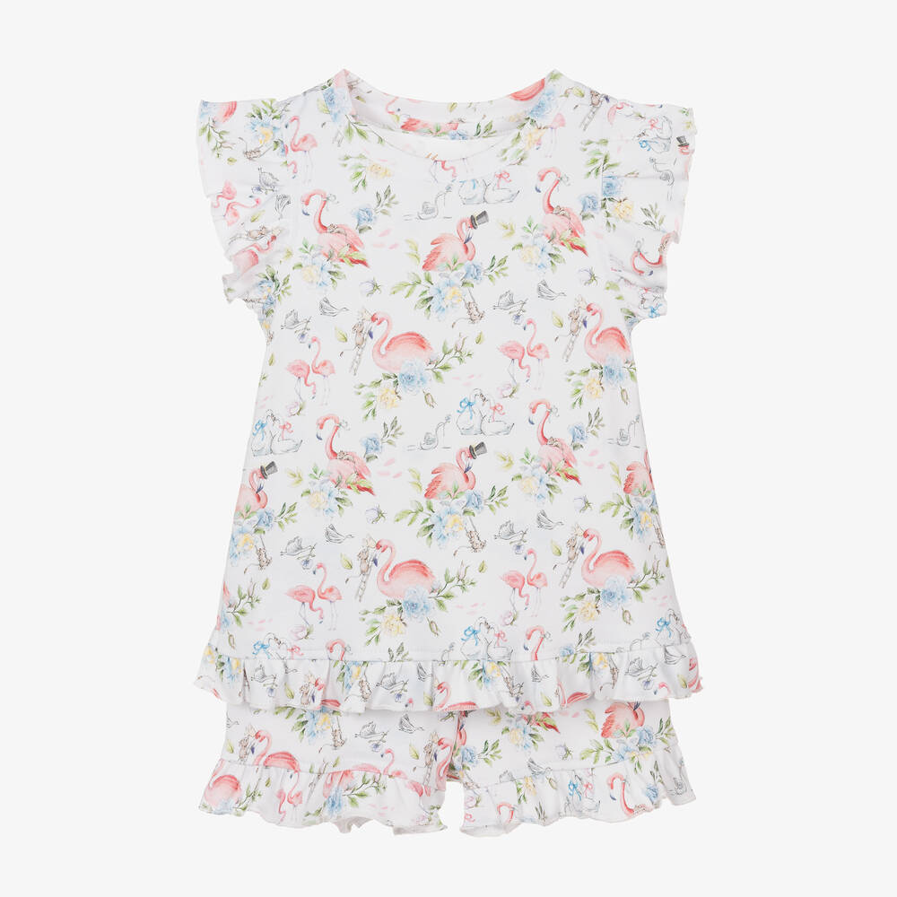 My Little Pie - Girls White Cotton Vanessa Short Pyjamas | Childrensalon