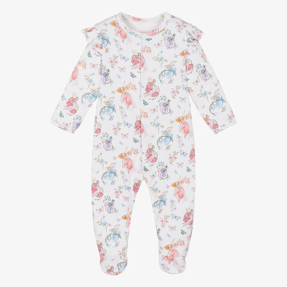 My Little Pie - Girls White Daphne Supima Cotton Babygrow | Childrensalon