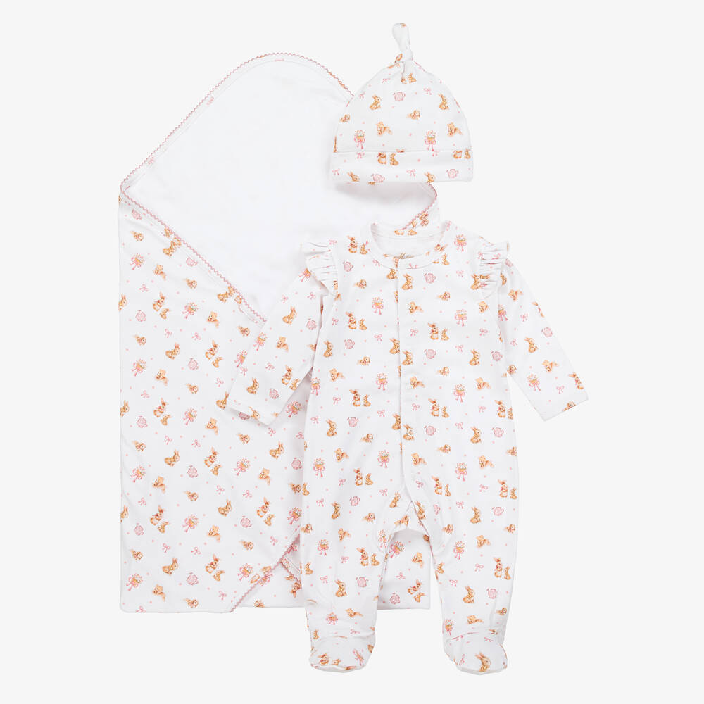 My Little Pie - Girls White Supima Cotton Bella Pink Babysuit Set | Childrensalon