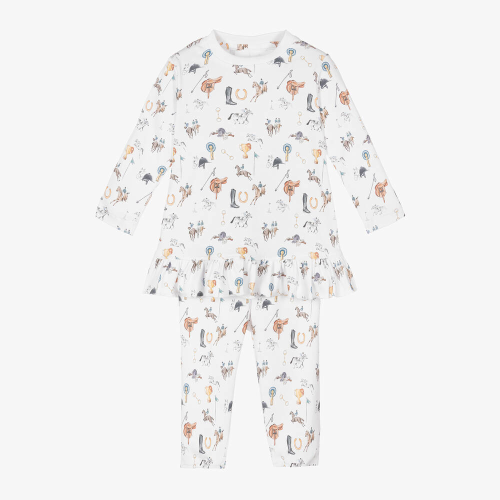 My Little Pie - Girls White Supima Cotton Rider Pyjamas | Childrensalon