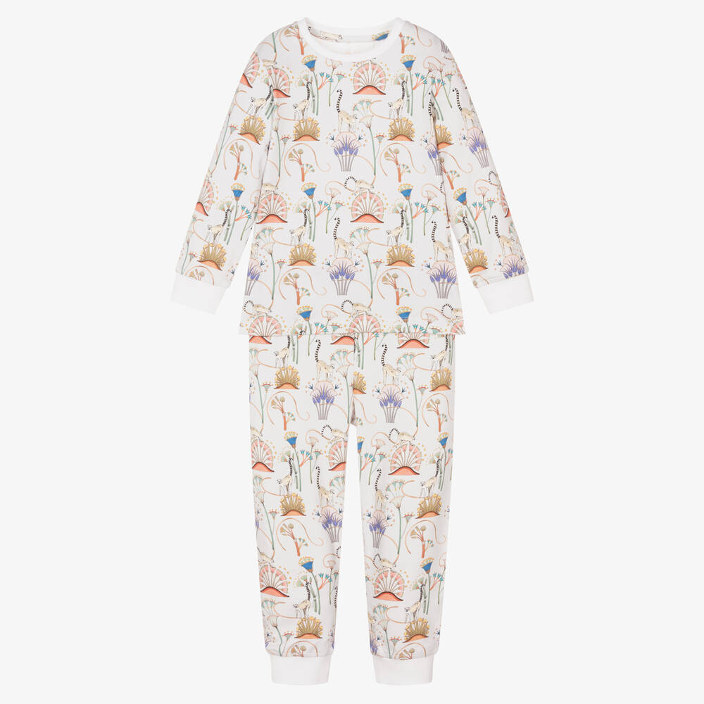 My Little Pie Babies' Girls Grey Cotton Lemur Pyjamas In White
