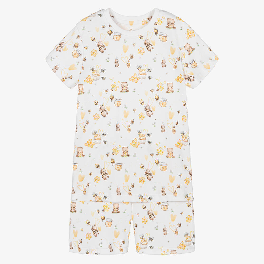 My Little Pie - Pyjama blanc en Supima motif miel | Childrensalon