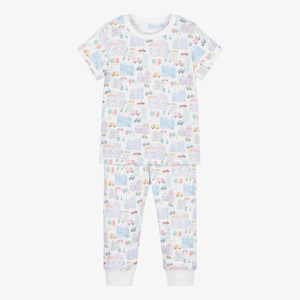 My Little Pie - White Supima Cotton Megacity Print Pyjamas | Childrensalon