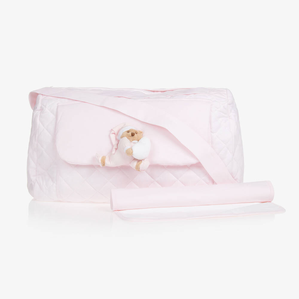Nanán - Pink Cotton Baby Changing Bag (44cm) | Childrensalon