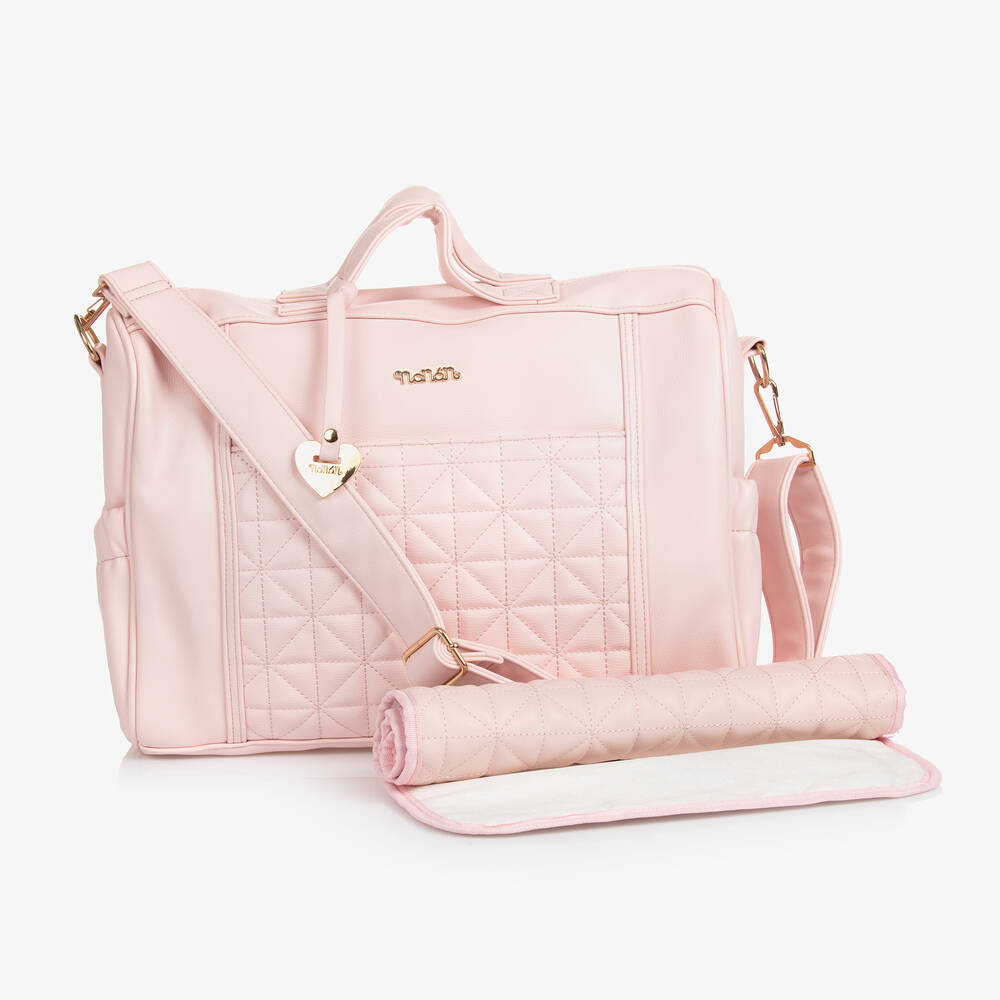 Nanán - Pink Quilted Baby Changing Bag (37cm) | Childrensalon