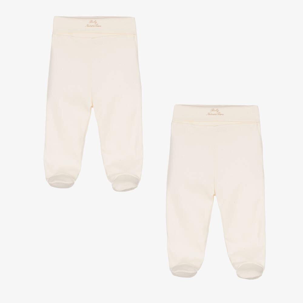 NaturaPura - Ivory Cotton Baby Trousers (2 Pack) | Childrensalon
