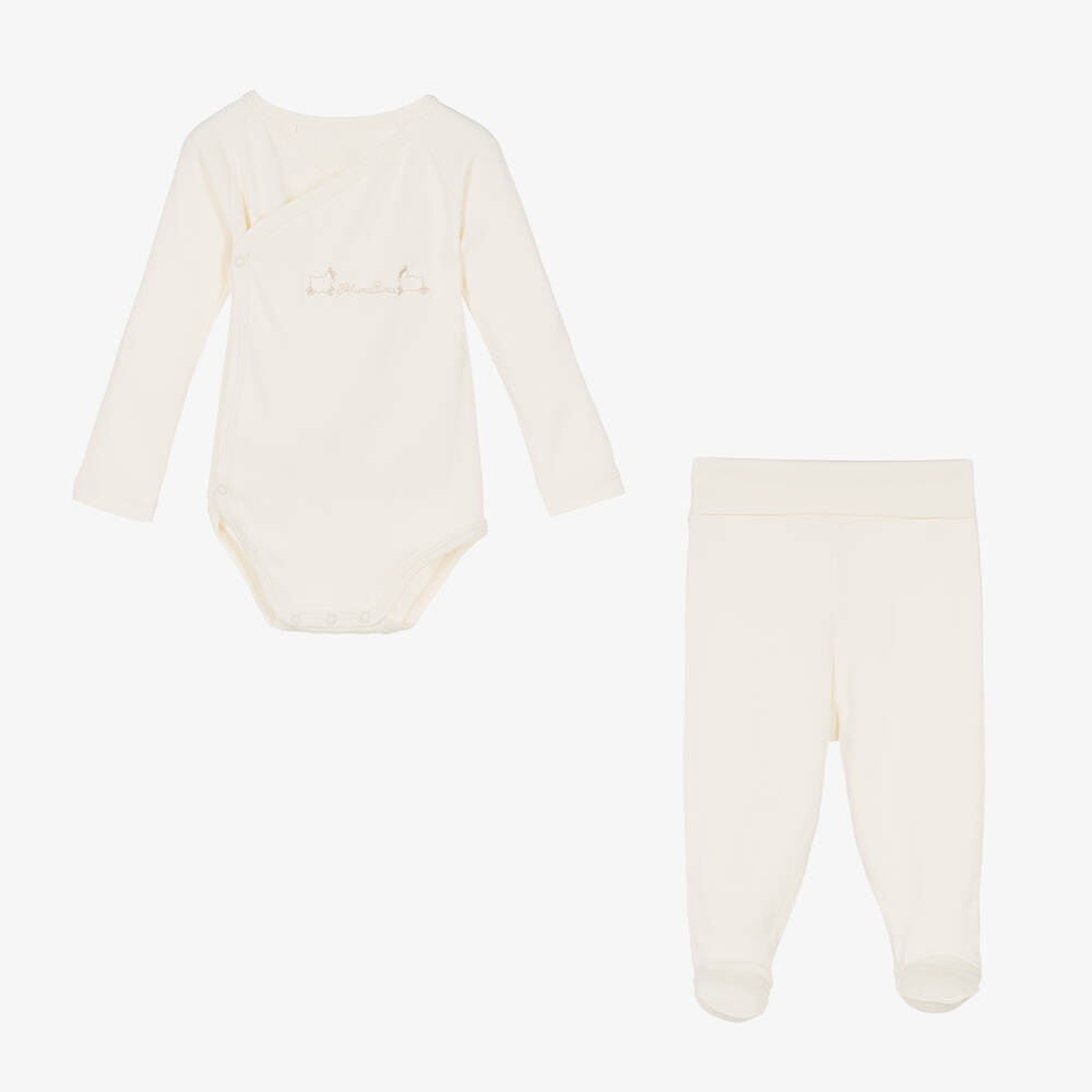 NaturaPura - Ivory Organic Cotton Babysuit Set | Childrensalon