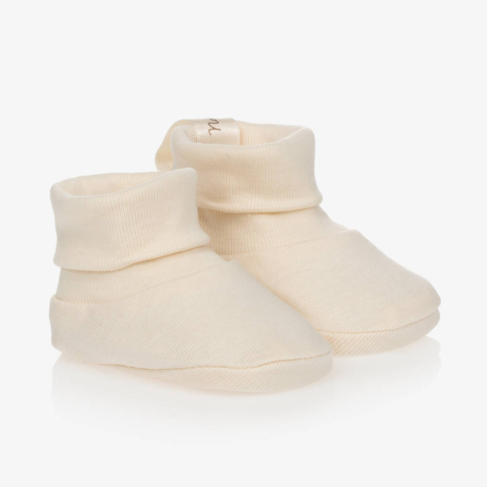 NaturaPura - Ivory Organic Cotton Booties | Childrensalon