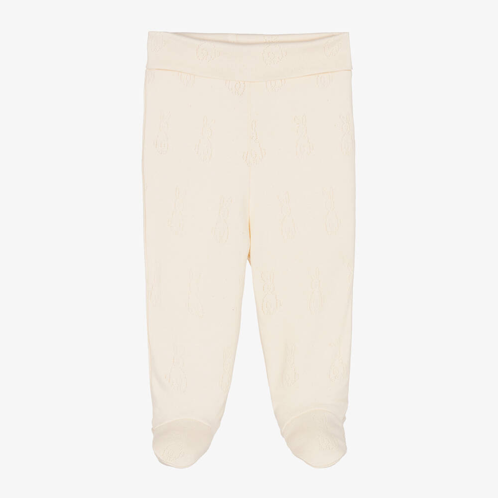 NaturaPura - Ivory Organic Cotton Bunny Baby Trousers | Childrensalon