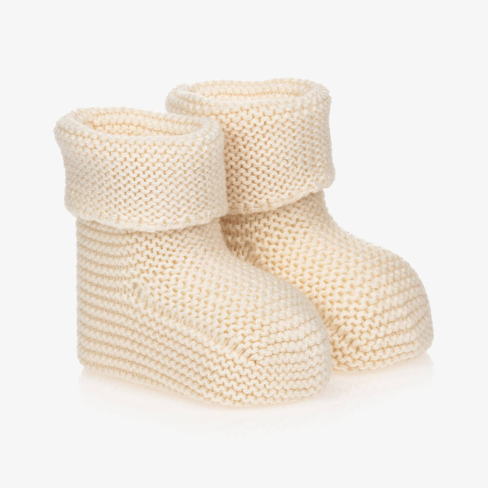 NaturaPura - Ivory Organic Cotton Knit Booties | Childrensalon