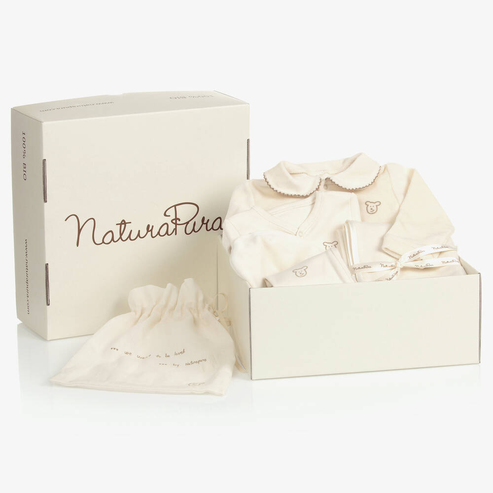 NaturaPura - Coffret cadeau naissance en coton bio ivoire | Childrensalon