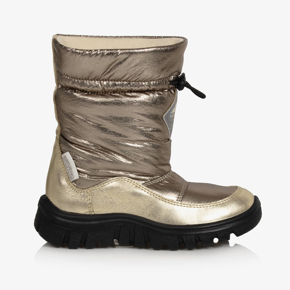 Naturino - Girls Gold Waterproof Snow Boots | Childrensalon