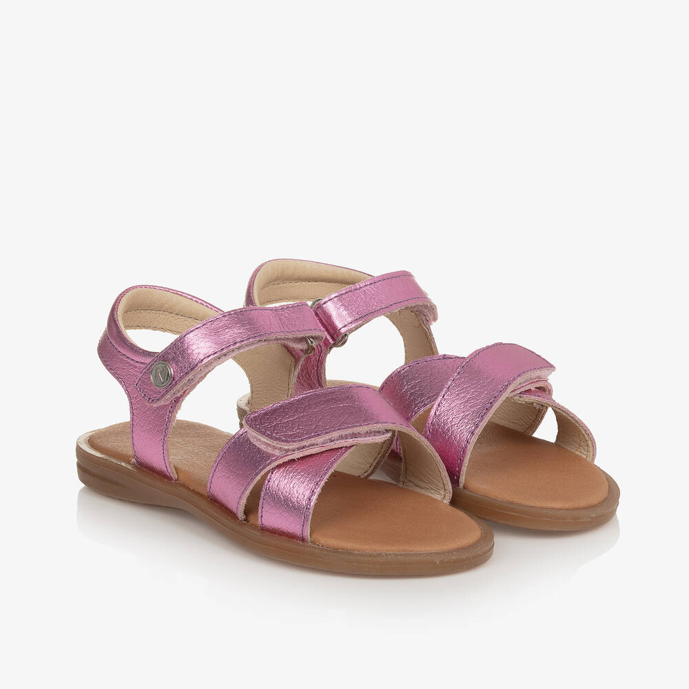 Shop Naturino Girls Pink Metallic Leather Sandals