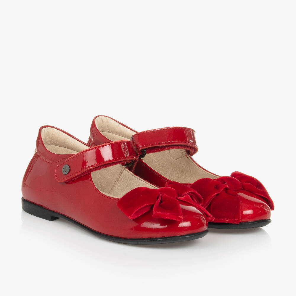 Naturino - Girls Red Patent Leather Bow Shoes | Childrensalon