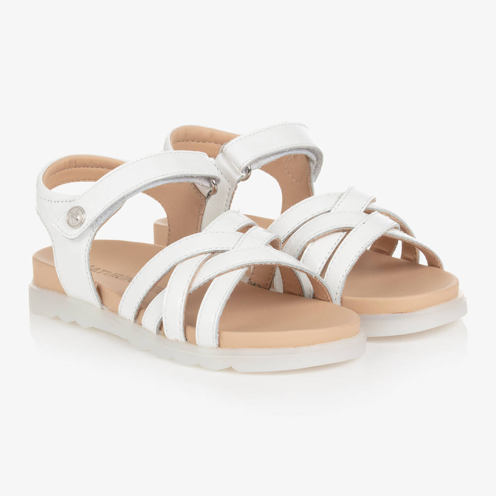 Naturino - Girls White Patent Leather Sandals | Childrensalon