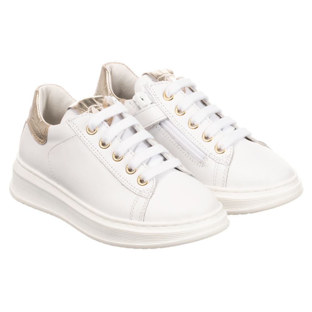 white & gold trainers