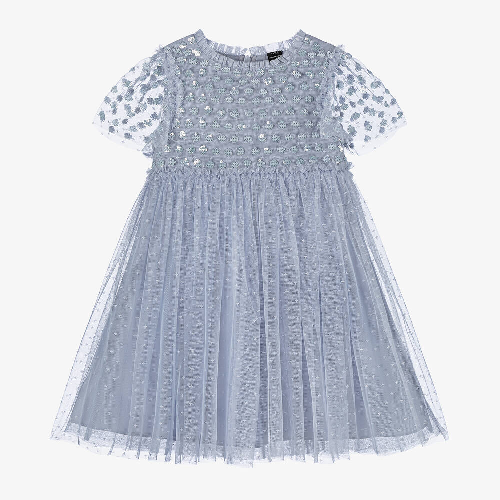 Shop Needle & Thread Girls Blue Sequin Tulle Dress