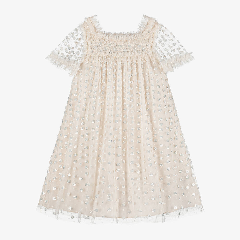 Needle & Thread - Girls Ivory Sequin Tulle Dress | Childrensalon