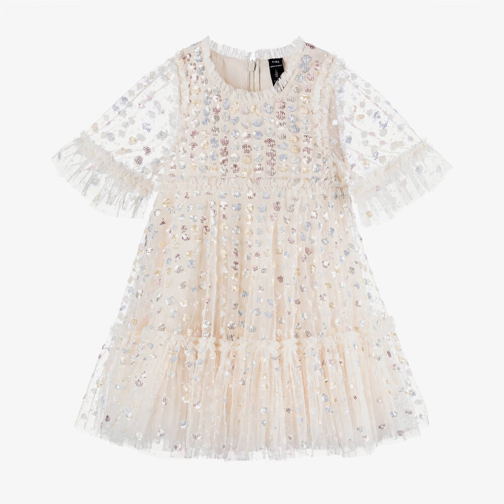 Needle & Thread - Кремовое платье из тюля с пайетками для девочек | Childrensalon