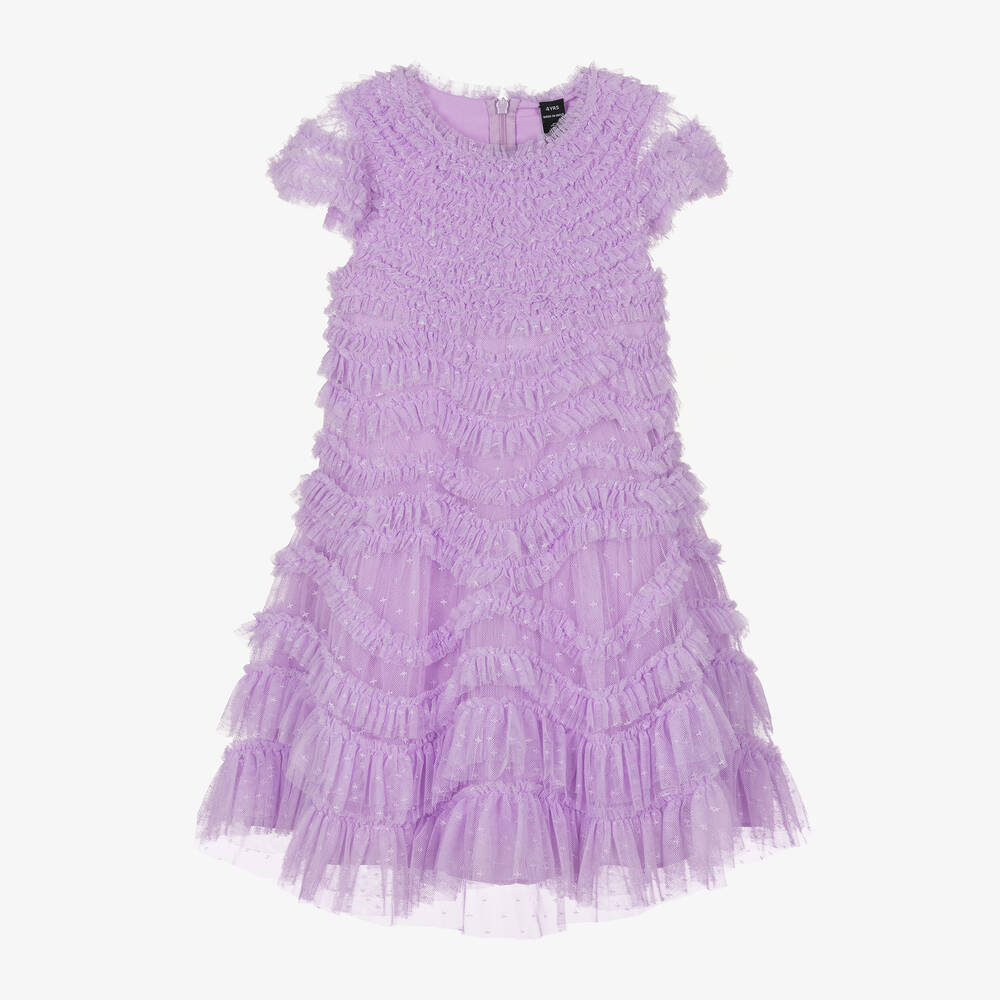 Needle & Thread - Фиолетовое платье из тюля с рюшами для девочек | Childrensalon