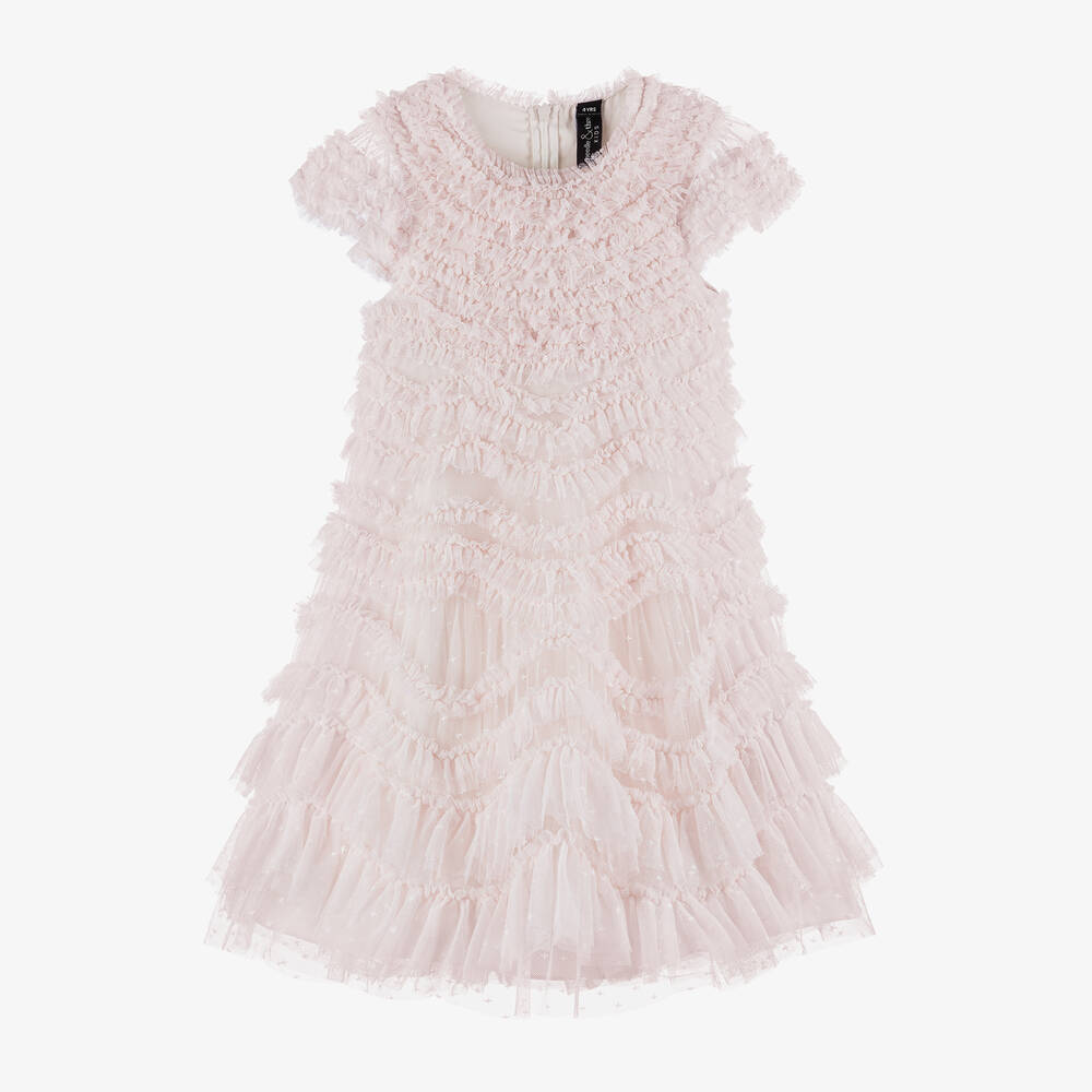 Needle & Thread - Розовое платье из тюля с рюшами для девочек | Childrensalon