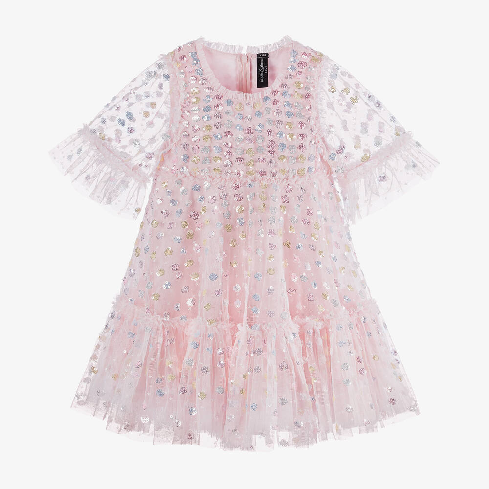 Needle & Thread - Girls Pale Pink Tulle Sequinned Dress | Childrensalon