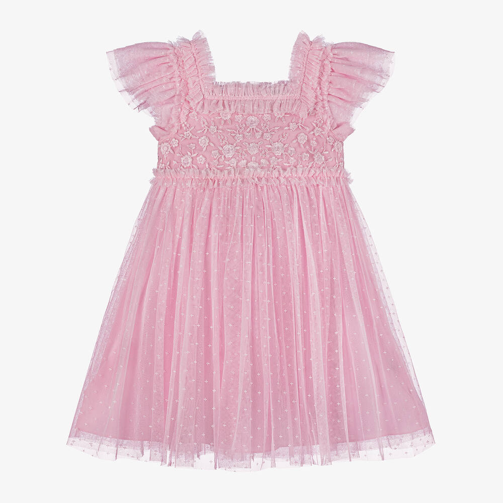Needle & Thread - Girls Pink Embroidered Tulle Dress | Childrensalon