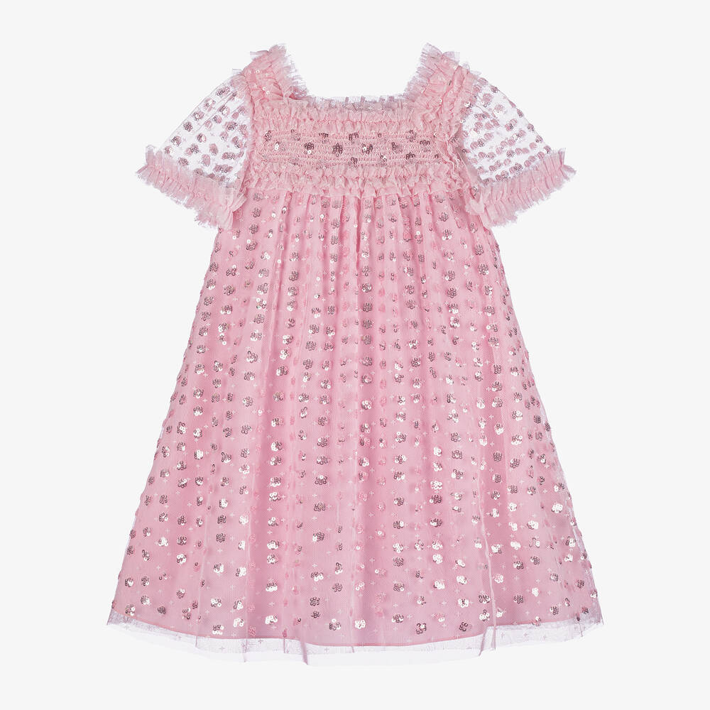 Needle & Thread - Girls Pink Sequin Tulle Dress | Childrensalon