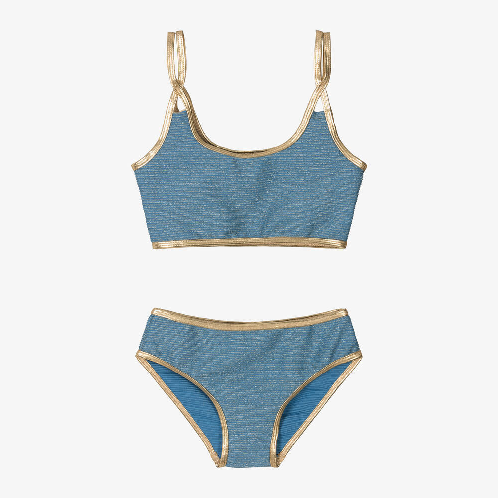 Nessi Byrd - Girls Blue Glitter Bikini (UV50) | Childrensalon