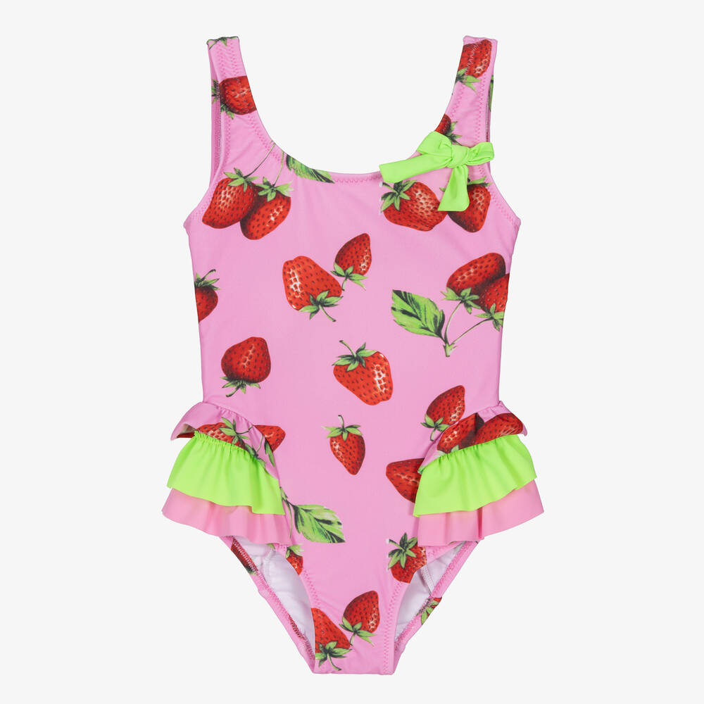 Nessi Byrd Babies' Girls Pink Strawberry Swimsuit
