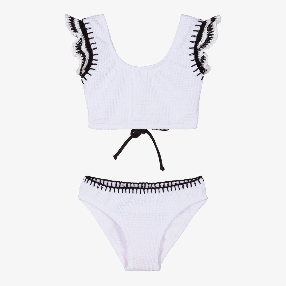 Nessi Byrd - Bikini blanc crochet fille (UV50) | Childrensalon