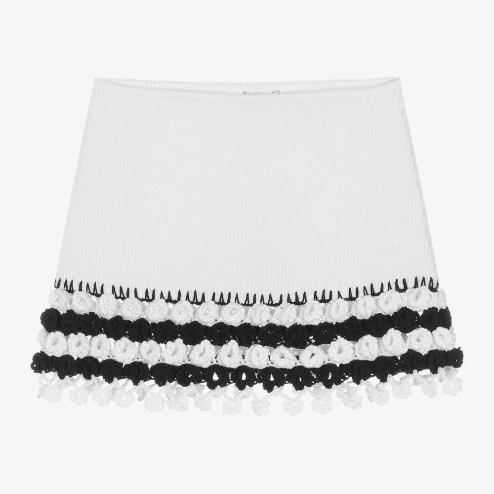 Nessi Byrd - Girls White Floral Crochet Beach Skirt | Childrensalon