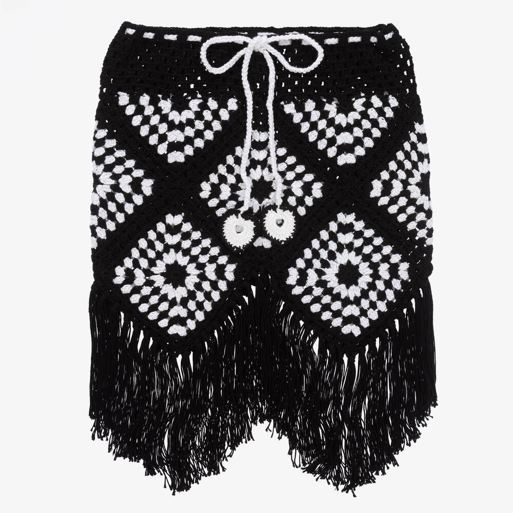 Nessi Byrd Teen Girls Black Crochet Beach Skirt