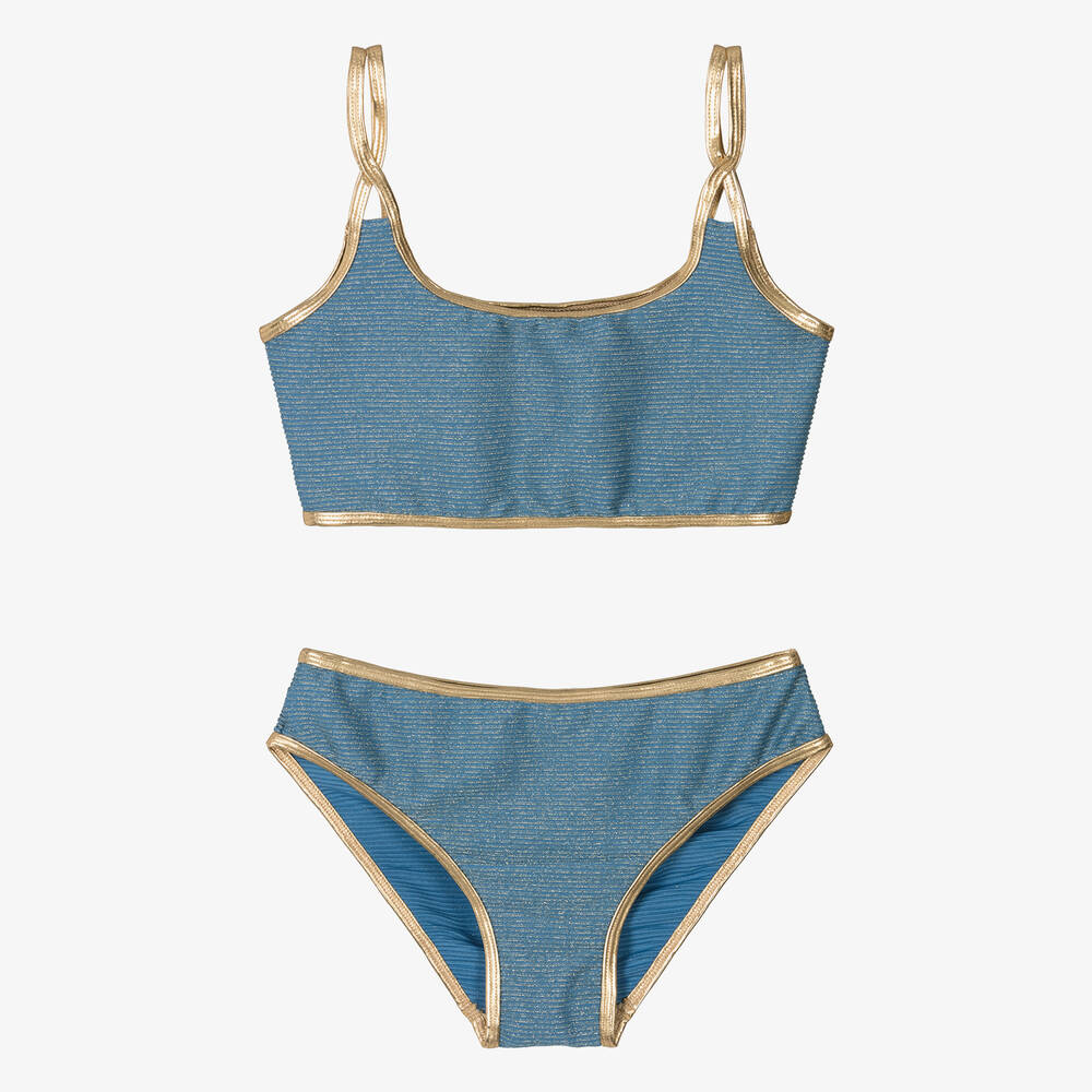 Nessi Byrd - Teen Girls Blue Glitter Bikini (UV50) | Childrensalon