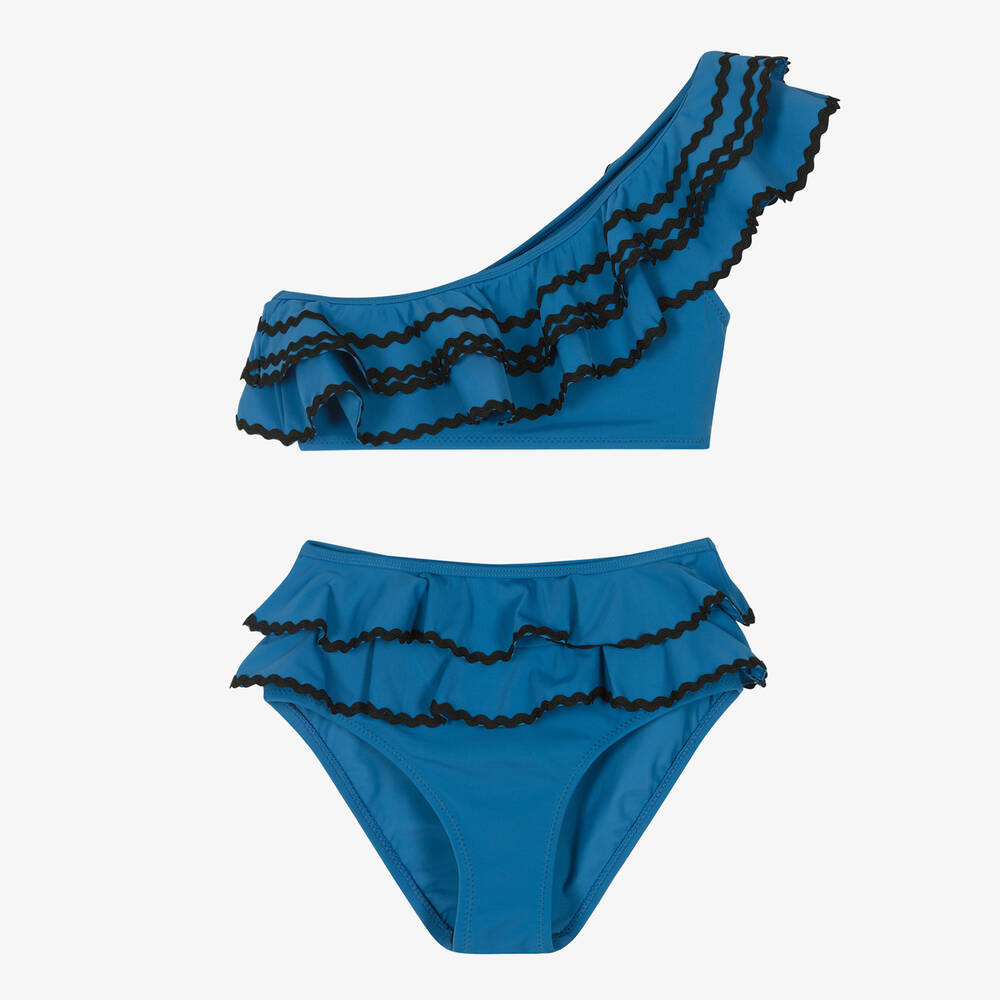 Nessi Byrd - Teen Girls Blue Ruffle Bikini (UV50) | Childrensalon