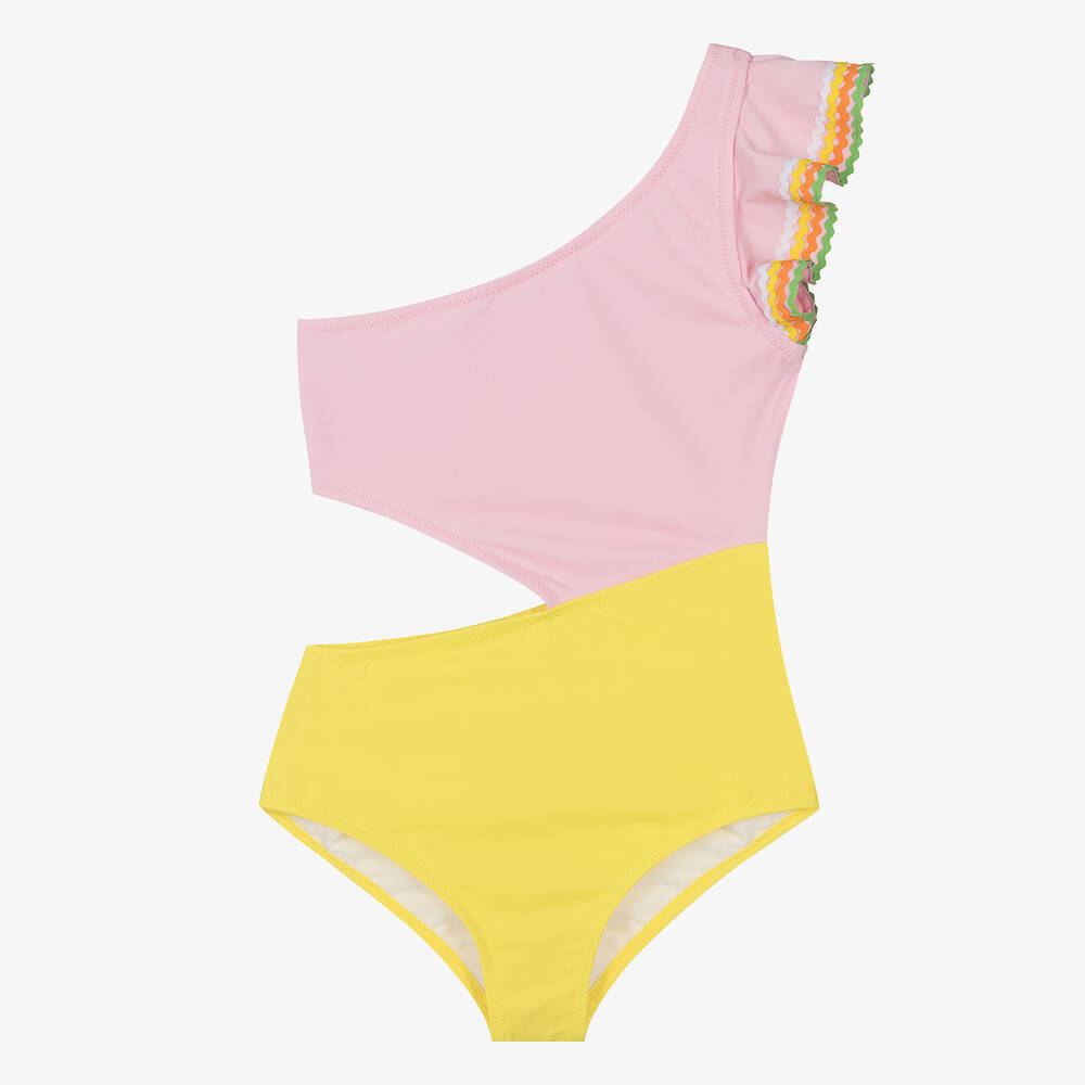 Nessi Byrd - Teen Girls Colourblock Asymmetric Swimsuit (UV50) | Childrensalon