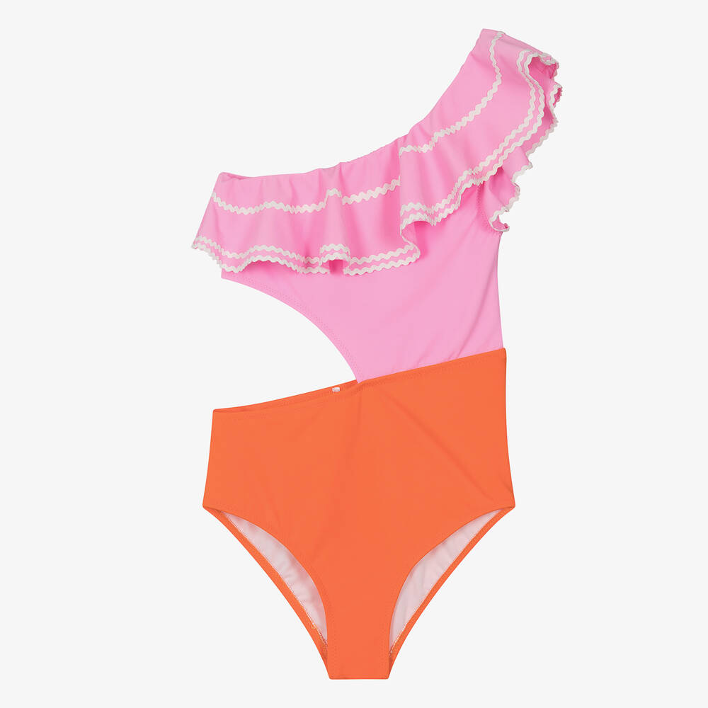 Nessi Byrd - Розово-оранжевый купальник для девочек-подростков (UV50) | Childrensalon