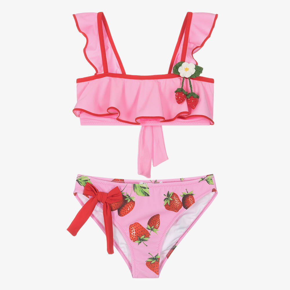 Nessi Byrd - Teen Girls Pink Strawberry Bikini Set (UV50) | Childrensalon