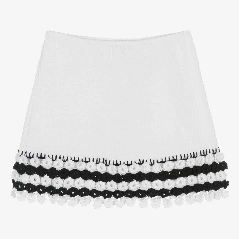Nessi Byrd - Teen Girls White Floral Crochet Beach Skirt | Childrensalon
