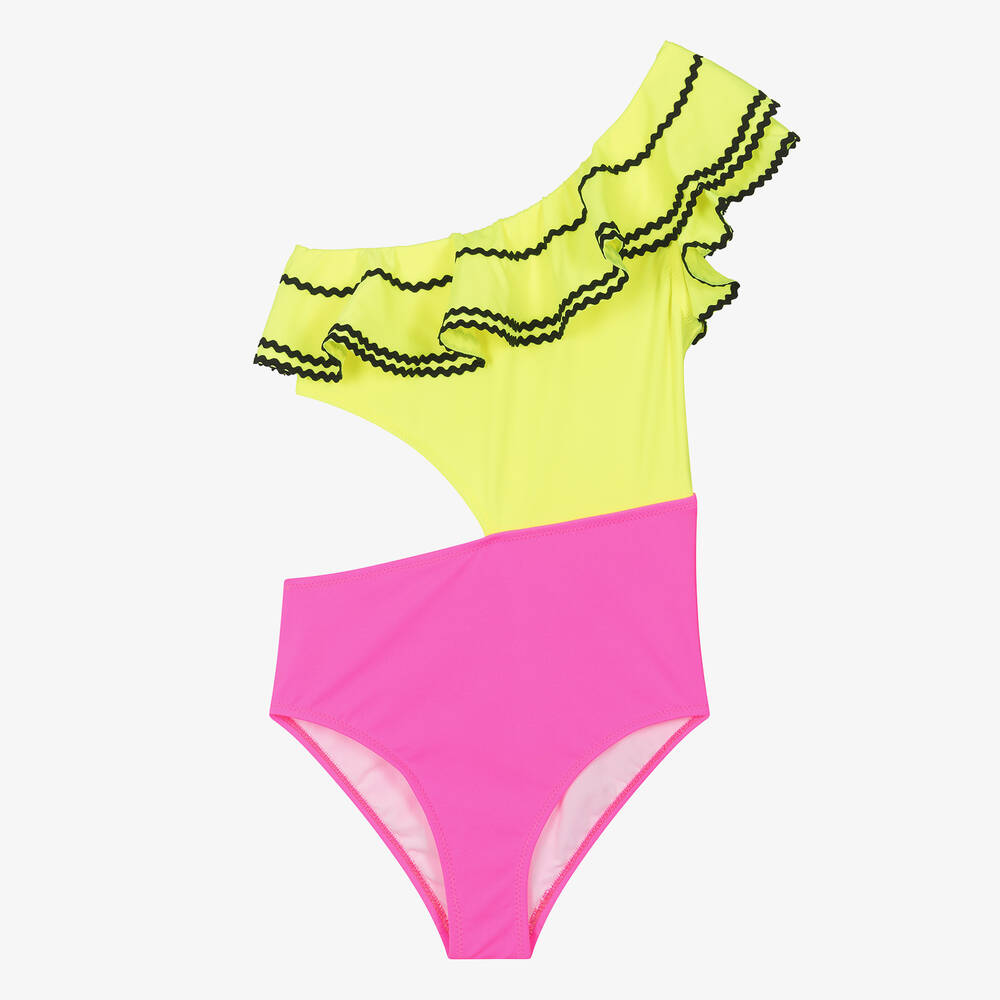 Nessi Byrd - Желто-розовый купальник для девочек-подростков (UV50) | Childrensalon