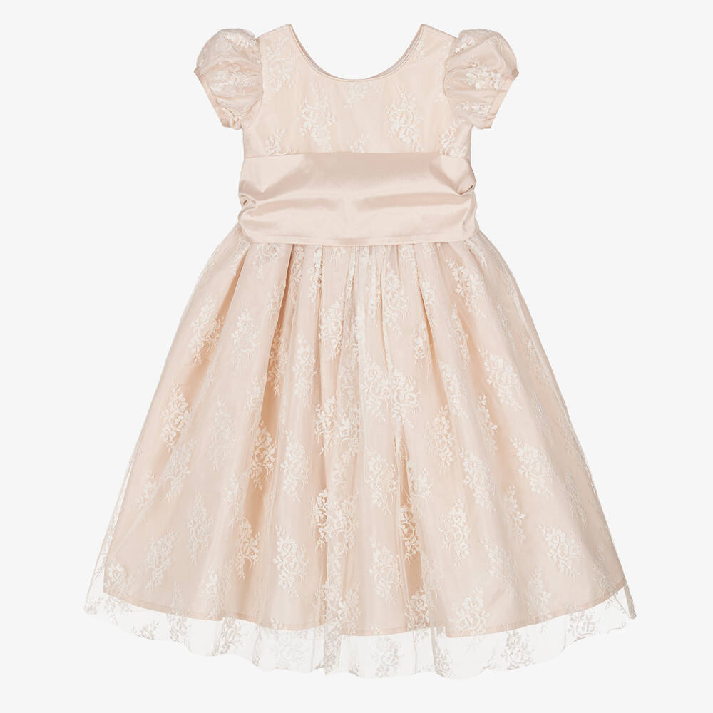 Nicki Macfarlane - Girls Pale Pink Taffeta & Lace Dress | Childrensalon