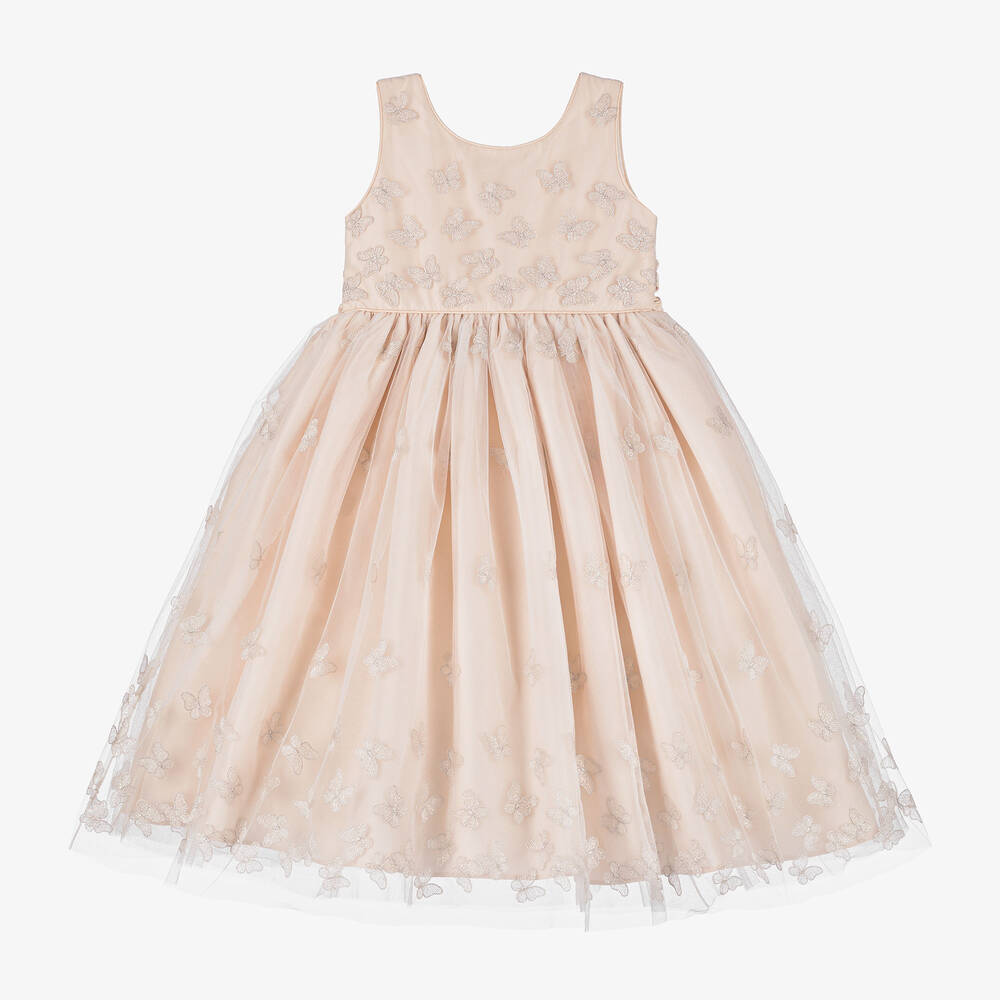 Nicki Macfarlane - Girls Pink Taffeta & Tulle Butterfly Dress  | Childrensalon