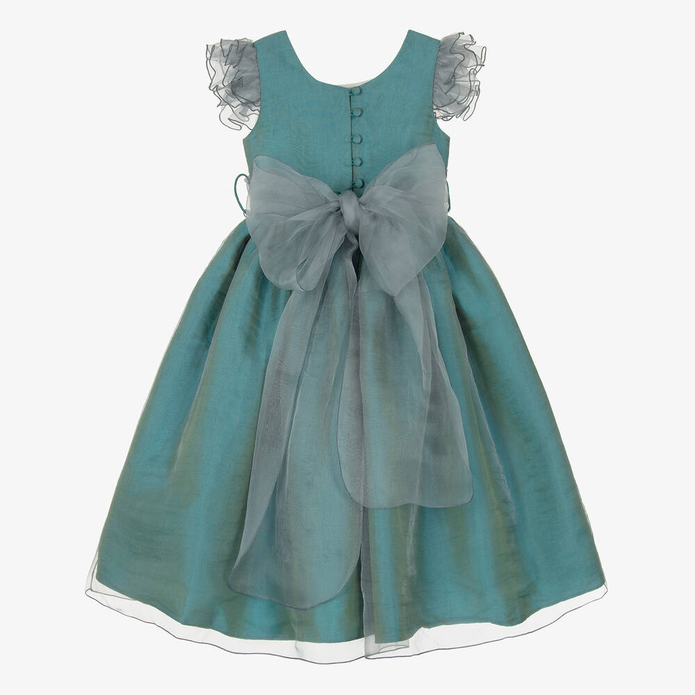 Nicki Macfarlane - Girls Sea Green Silk Organza Dress | Childrensalon